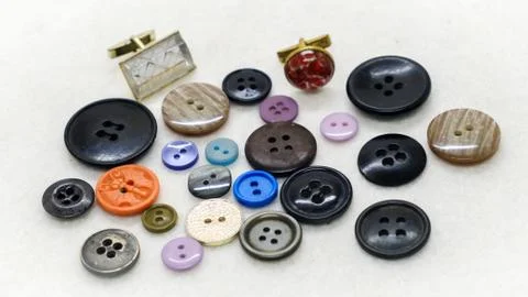 Different colored sewing buttons Stockfoto's