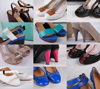 Different colored shoes Stock Photos