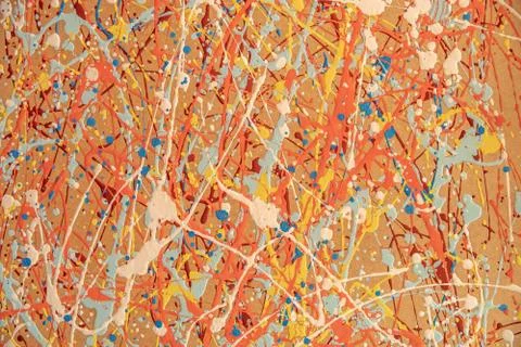 Different colored spots on a yellow background created by irregular application Stock Illustration