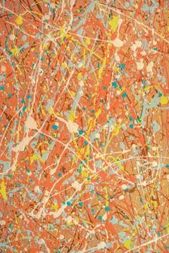 Different colored spots on a yellow background created by irregular application Stock Illustration