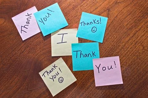 Different Colored Thank You Notes Foto stock