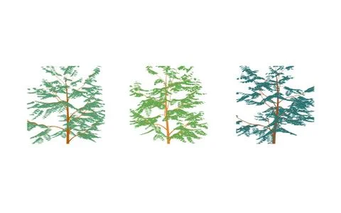 Different colored trees in flat design.Set isolated on white Stock-Illustration