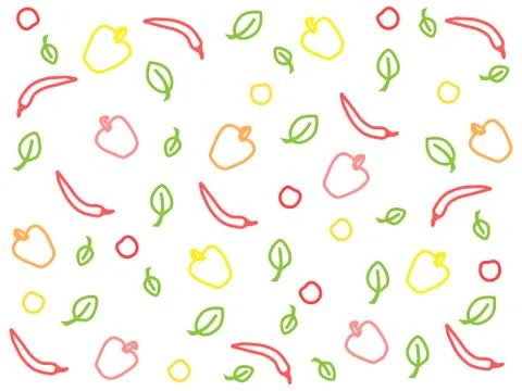Different colored vegetables and leaves Stock Illustration