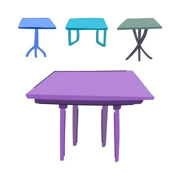 Different colorful plastic table designs vector illustration Illustrazione stock