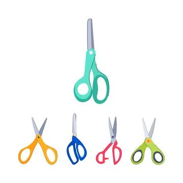 Different colorful scissors for crafting and cutting Stock Illustration