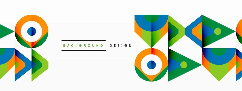 Different colorful shapes like rectangle, triangle, circle on white background Stock Illustration