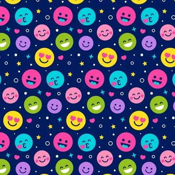 Different colorful smile emoticons pattern Stock Illustration