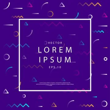 Different colors geometric pattern with different elements on violet backgrou Stock Illustration