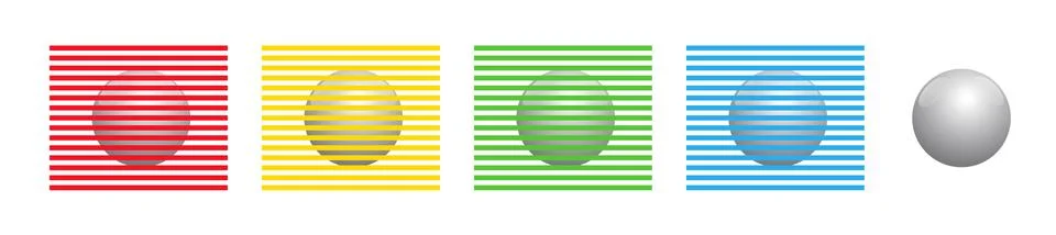 Different Colors Optical Illusion Lines Spheres Balls Orbs Same Color Stock-Illustration