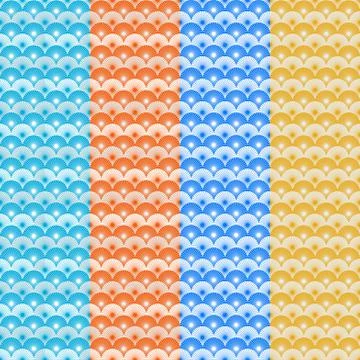 Different colors pattern with oriental japanese styles with round curve Stock Illustration