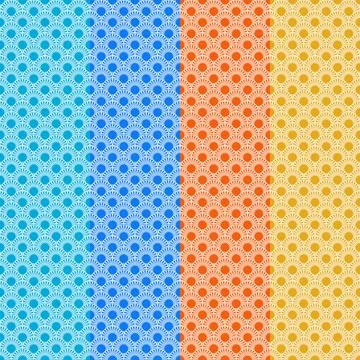 Different colors pattern with oriental japanese styles with round curve Stock Illustration