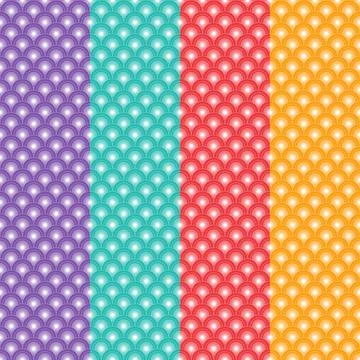 Different colors pattern with oriental japanese styles with round curve Stock Illustration