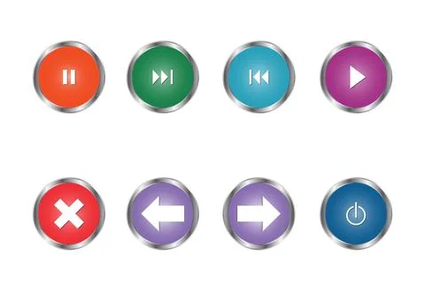Different colors of round buttons for web or application Stock Illustration