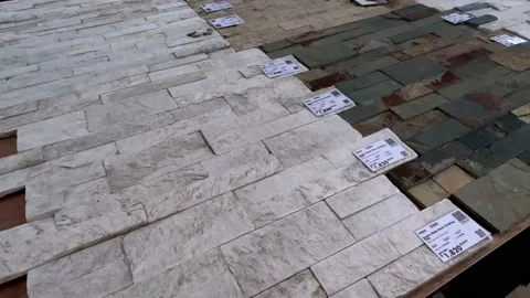 Different Colors of Wall Cladding Made of Stone Stock Footage 236591747