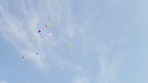 Different colour air balloons on a background of blue sky 動画素材 79691782