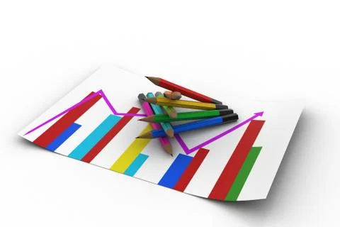 Different colour pencils with graph Stock Illustration