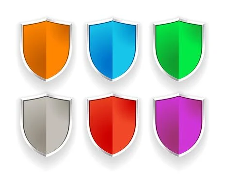 Different Colour Vector Shield Badges Stock Illustration