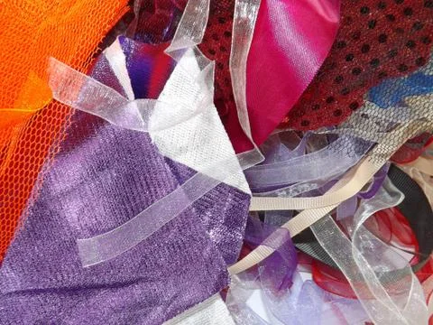Different coloured textiles 80s retro Stock Photos
