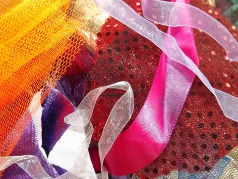 Different coloured textiles 80s retro Stock Photos