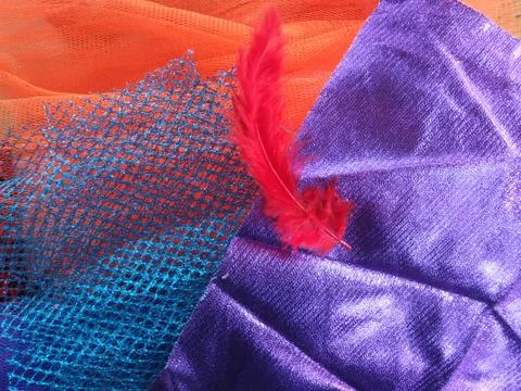 Different coloures and types of material textiles 80s retro Stock Photos