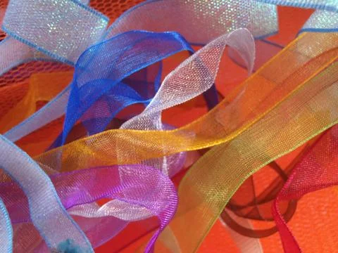 Different coloures and types of material textiles 80s retro Stock Photos