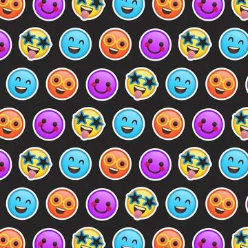 Different colourful smile emoticons pattern Stock Illustration