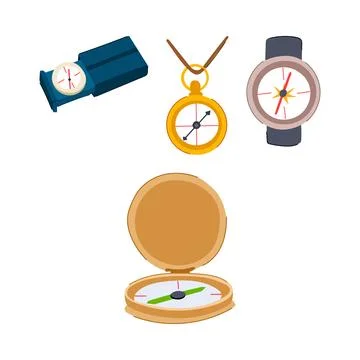 Different compasses providing navigation and direction for exploration Stock Illustration