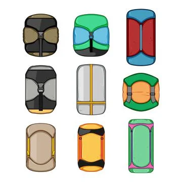 Different compression bags vector set for camping gear Illustrazione stock