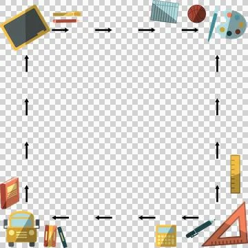 Different computer icons connected to arrows Stock Photos