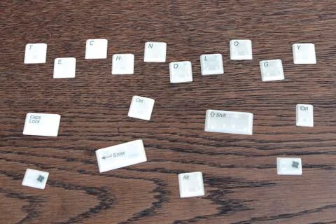 Different computer keys, word technology Stock Photos