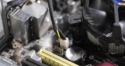 Different computer parts inside the PC Video stock 233605505