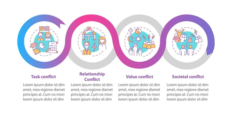 Different conflicts vector infographic template 스톡 일러스트