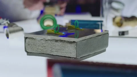Different construction materials on testing room . Concept of quality checking Stock Footage 219274838