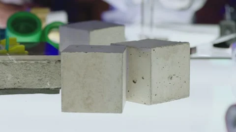 Different construction materials on testing room . Concept of quality checking Stock Footage 219279144