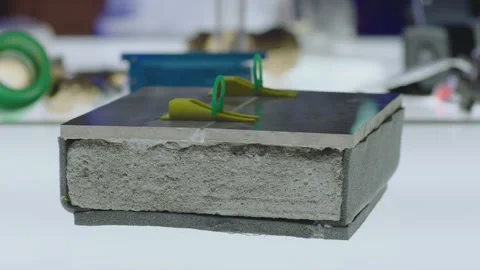 Different construction materials on testing room . Concept of quality checking Stock Footage 219279250