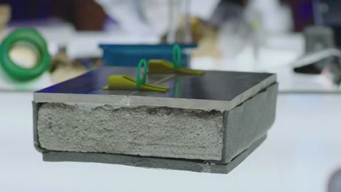 Different construction materials on testing room . Concept of quality checking Stock Footage 219279270