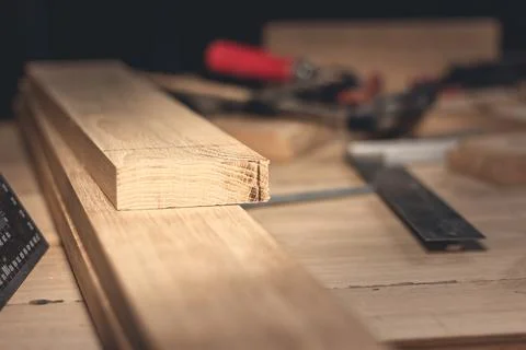 Different construction tools with Hand tools for home renovation on wooden bo Stock Photos