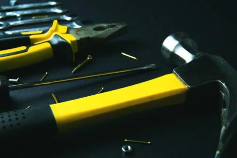 Different construction tools. Maintenance and reparing concept. Stock Photos