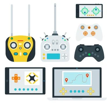 Different control panels for drones and software for gadgets vector illustration Stock Illustration
