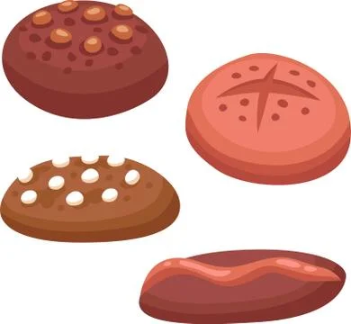 Different cookie cake isolated vector illustration. Sugar cakes food cookie Stock Illustration