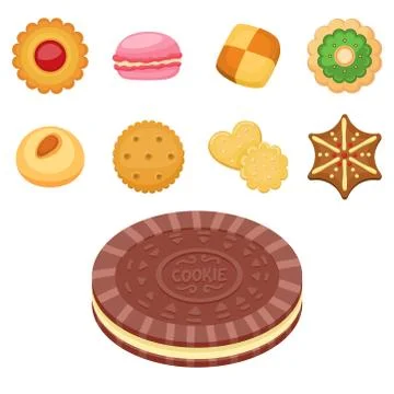 Different cookie cakes top view sweet food tasty snack biscuit sweet dessert Illustrazione stock