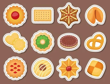 Different cookie cakes top view sweet food tasty snack biscuit sweet dessert Stock Illustration