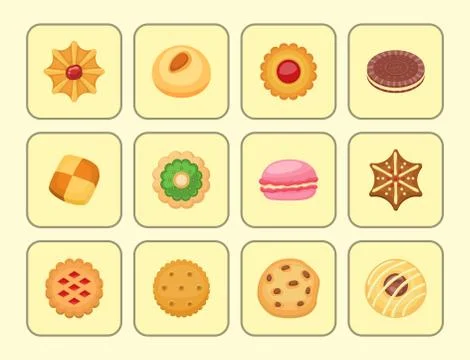 Different cookie cakes top view sweet food tasty snack biscuit sweet dessert Stock Illustration