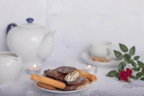 Different cookies on a coffee table Foto stock