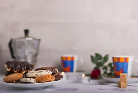 Different cookies on a coffee table Foto stock