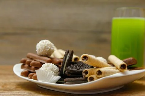 Different cookies on a plate Stock Photos