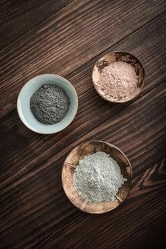 Different cosmetic clay Stock Photos
