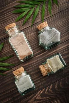Different cosmetic clay Stock Photos
