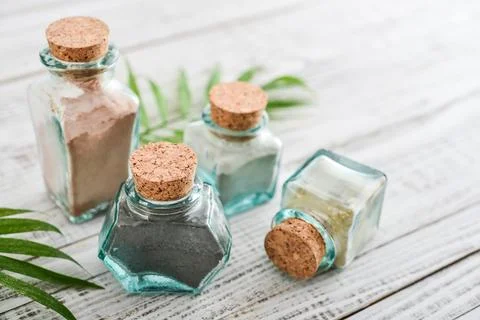 Different cosmetic clay Stock Photos
