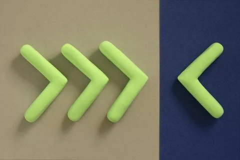 Different course of arrows symbol. Pointers set in opposite directions. Conce Stock Photos